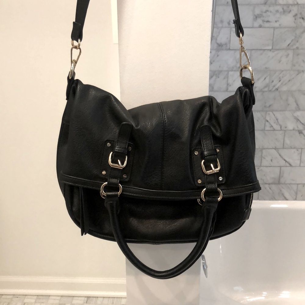 Sole Society purse (can carry like tote or crossbody) black with gold zippers